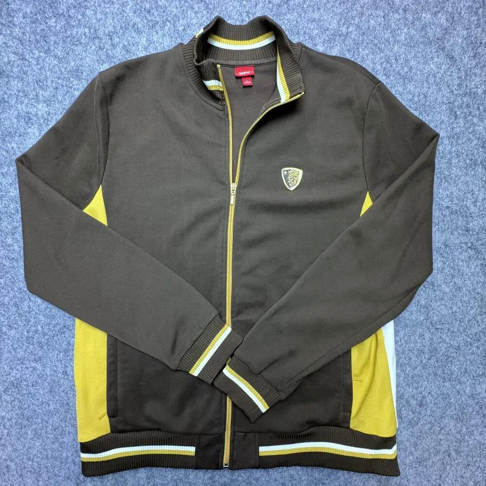 Mossimo Jacket Mens Large Brown Colorblock Track Full Zip Academia